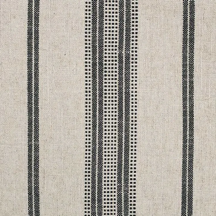 Kirklands Home Benches & Ottomans|Black and White Striped Upholstered Ottoman