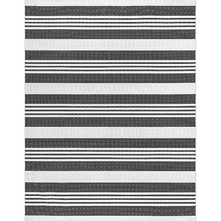Kirklands Home Area Rugs|Black and White Striped Washable Area Rug, 4x6