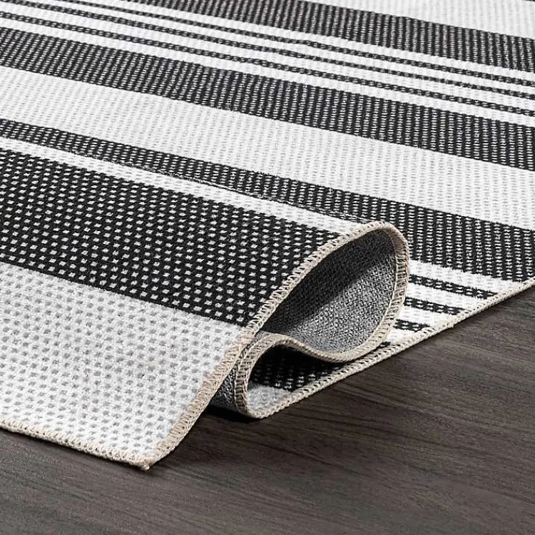 Kirklands Home Area Rugs|Black and White Striped Washable Area Rug, 4x6