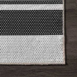 Kirklands Home Area Rugs|Black and White Striped Washable Area Rug, 4x6