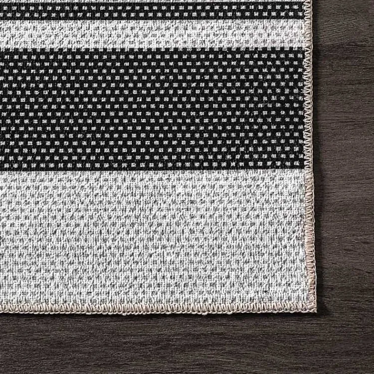 Kirklands Home Area Rugs|Black and White Striped Washable Area Rug, 4x6