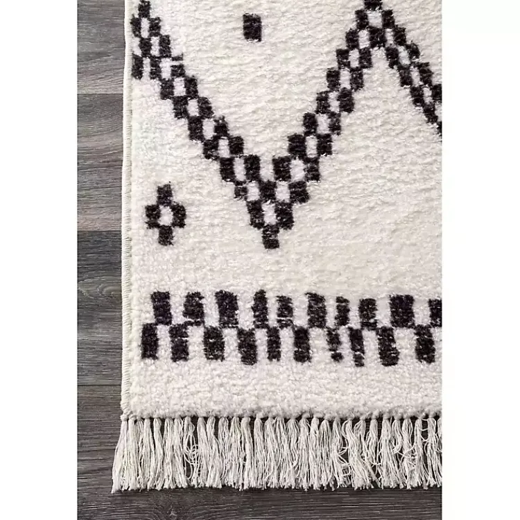 Kirklands Home Area Rugs|Black and White Tracy Fringed Area Rug, 5x8