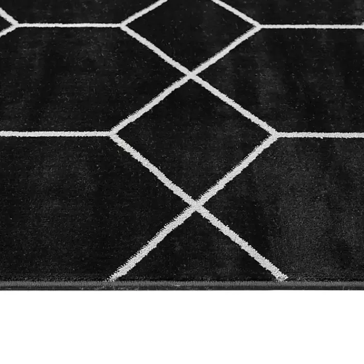 Kirklands Home Area Rugs|Black and White Trellis Woven Area Rug, 6x9