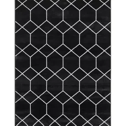 Kirklands Home Area Rugs|Black and White Trellis Woven Area Rug, 8x10