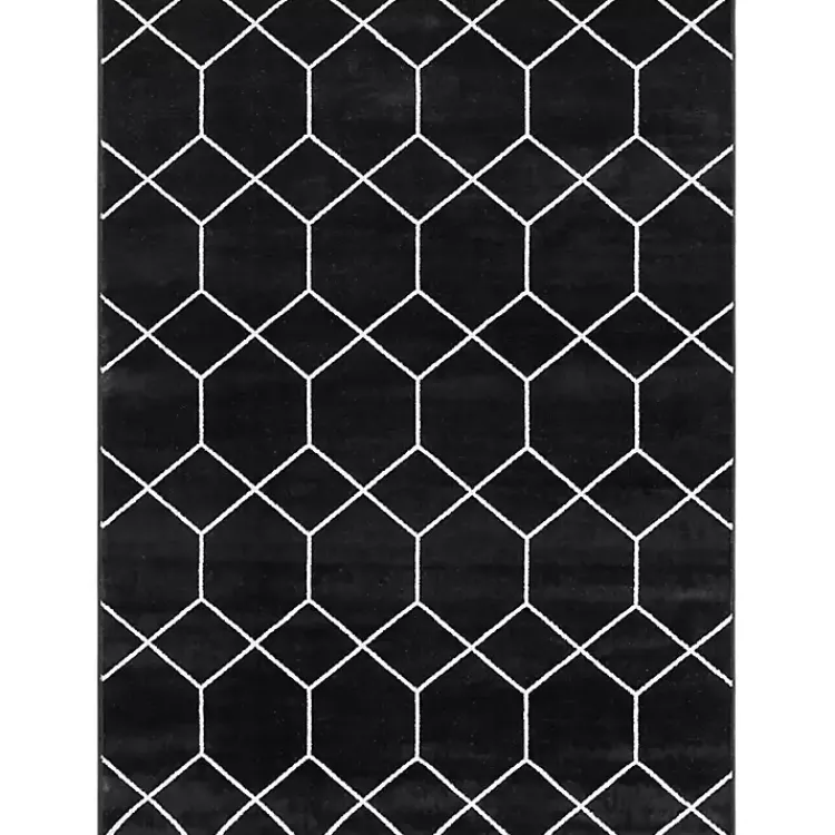 Kirklands Home Area Rugs|Black and White Trellis Woven Area Rug, 8x10