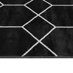 Kirklands Home Area Rugs|Black and White Trellis Woven Area Rug, 8x10