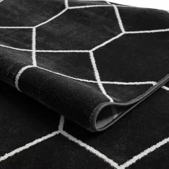 Kirklands Home Area Rugs|Black and White Trellis Woven Area Rug, 8x10