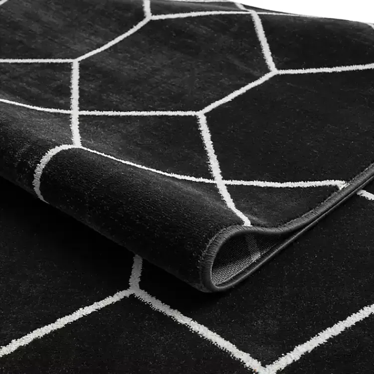 Kirklands Home Area Rugs|Black and White Trellis Woven Area Rug, 8x10