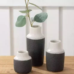 Sale Black and White Two Tone Ceramic Vases, Set of 3 Vases