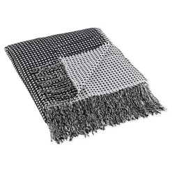Hot and White Waffle Knit Fringe Throw Blankets & Throws