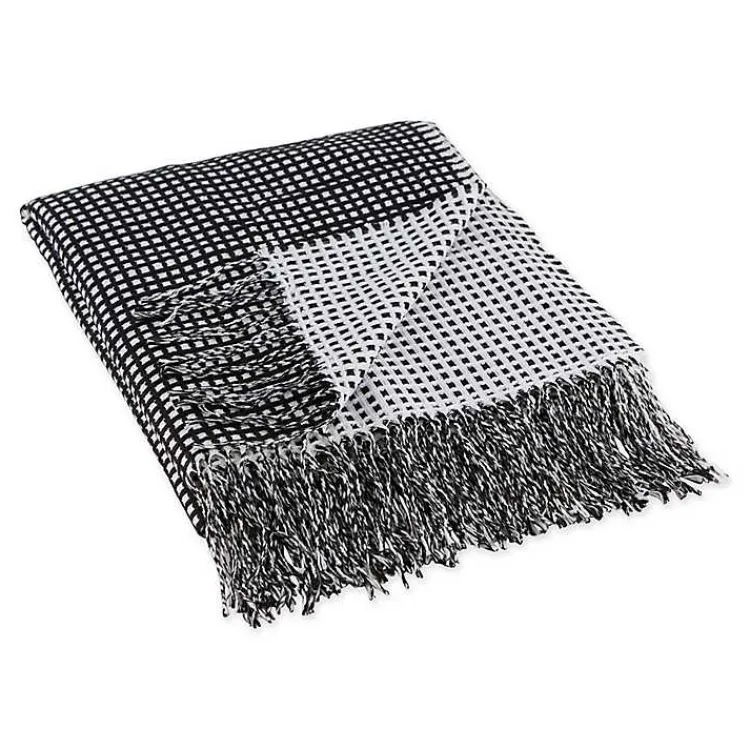 Hot and White Waffle Knit Fringe Throw Blankets & Throws