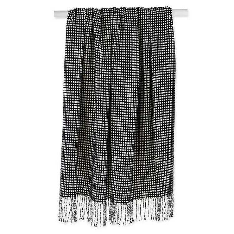 Hot and White Waffle Knit Fringe Throw Blankets & Throws