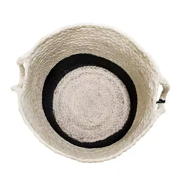 Hot Black and White Woven Basket with Tassel, 19 in. Baskets & Boxes