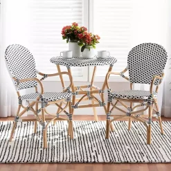 Kirklands Home Dining Chairs|Black and White Woven Dining Chairs, Set of 2