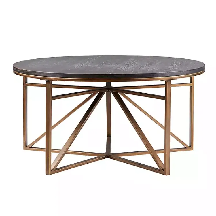 Kirklands Home Coffee Tables|Antique Bronze Kayden Round Coffee Table Black