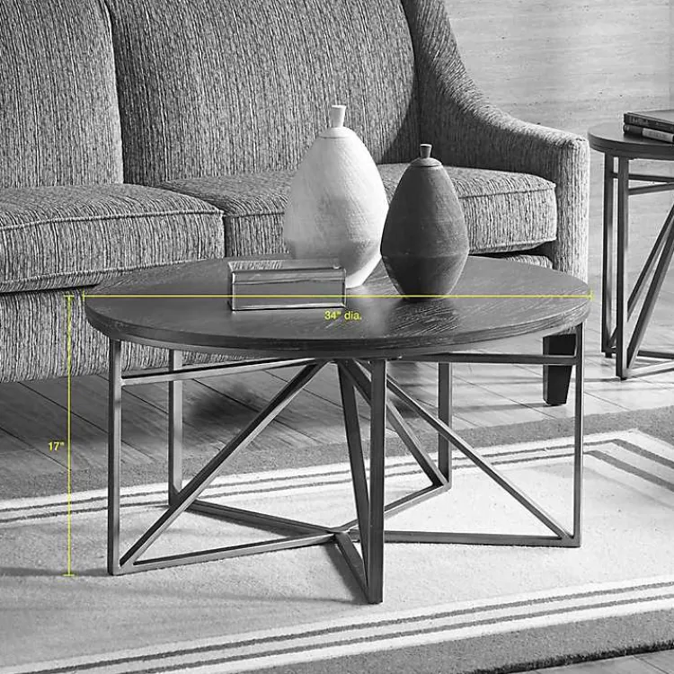 Kirklands Home Coffee Tables|Antique Bronze Kayden Round Coffee Table Black