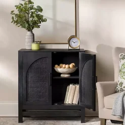 Kirklands Home Cabinets & Sideboards|Arch Cane and Wood Cabinet Black