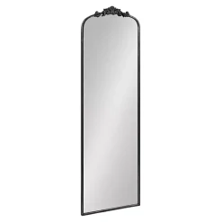 Kirklands Home Decorative Mirrors|Black Arch Ornate Crown Full Length Wall Mirror
