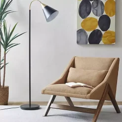 Kirklands Home Floor Lamps|Arched Cone Shade Floor Lamp Black