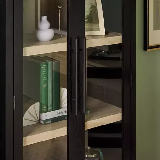 Kirklands Home Bookshelves|Arched Glass Doors Chantelle Bookcase Black