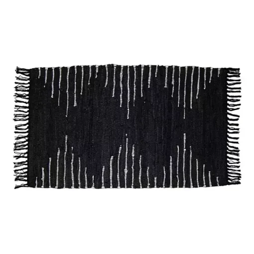 Kirklands Home Accent Rugs|Black Artisanal Leather Diamond Scatter Rug
