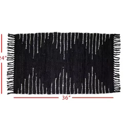 Kirklands Home Accent Rugs|Black Artisanal Leather Diamond Scatter Rug