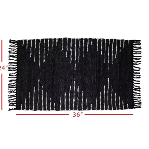 Kirklands Home Accent Rugs|Black Artisanal Leather Diamond Scatter Rug