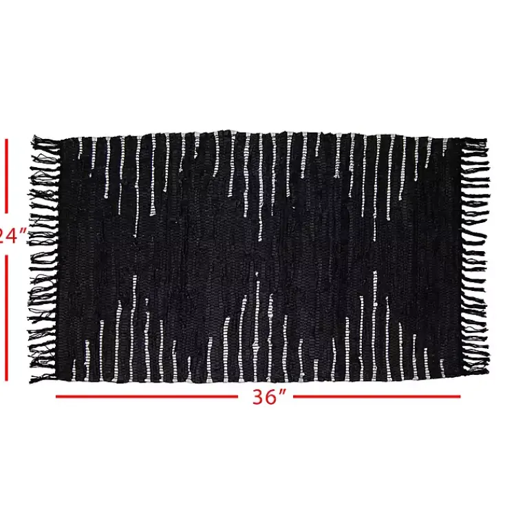Kirklands Home Accent Rugs|Black Artisanal Leather Diamond Scatter Rug