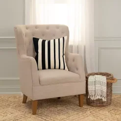 New Black Asymmetrical Linear Throw Pillow Pillows