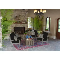 Kirklands Home Outdoor Cushions & Pillows|Aurora Damask Outdoor Pillow Black