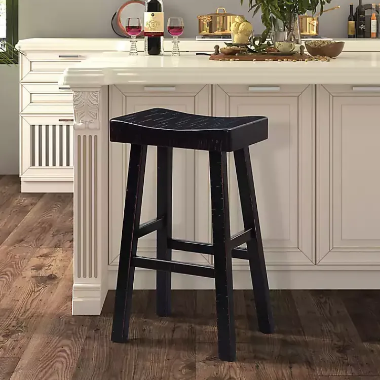 Kirklands Home Bar Stools & Counter Height Stools|Backless Cooper Bar Stools, Set of 2 Black