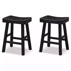 Kirklands Home Bar Stools & Counter Height Stools|Backless Cooper Counter Stools, Set of 2 Black