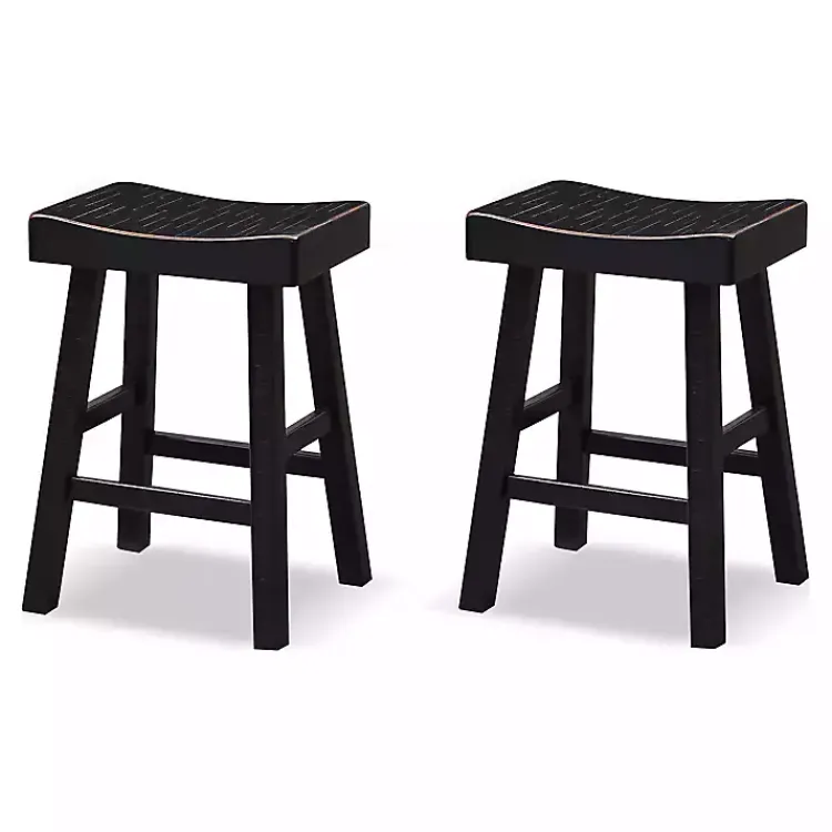 Kirklands Home Bar Stools & Counter Height Stools|Backless Cooper Counter Stools, Set of 2 Black