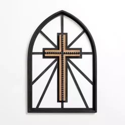 Kirklands Home Wall Plaques|Black Beaded Cross Wall Plaque