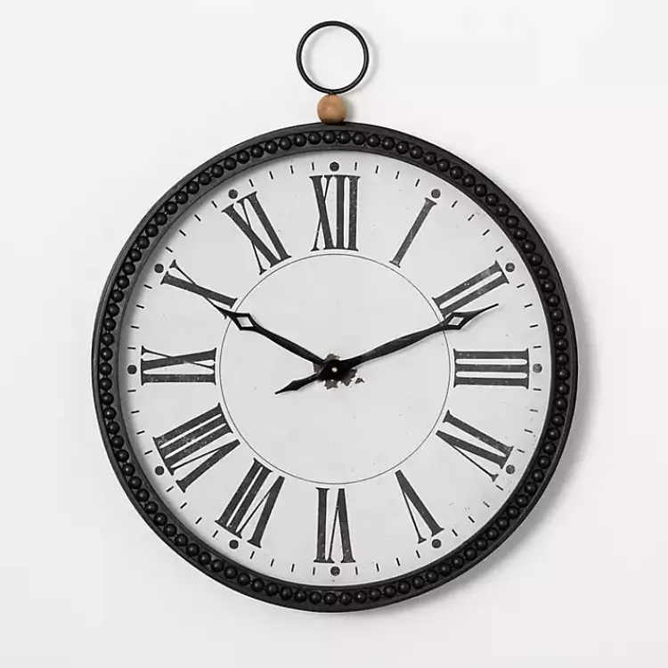 Kirklands Home Clocks|Black Beaded Metal Wall Clock