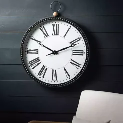 Kirklands Home Clocks|Black Beaded Metal Wall Clock