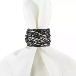 Kirklands Home Table Linens|Bird Nest 6-pc. Napkin Ring Set Black