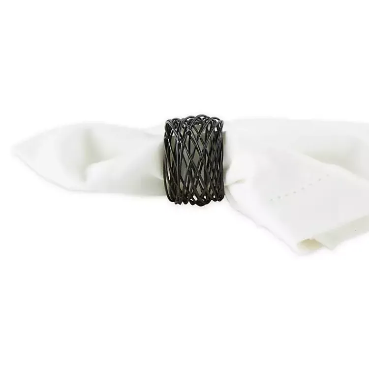 Kirklands Home Table Linens|Bird Nest 6-pc. Napkin Ring Set Black
