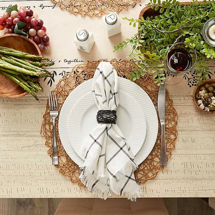 Kirklands Home Table Linens|Bird Nest 6-pc. Napkin Ring Set Black