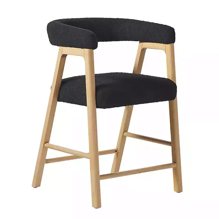 Kirklands Home Bar Stools & Counter Height Stools|Boucle Curved Back Ezra Counter Stool Black