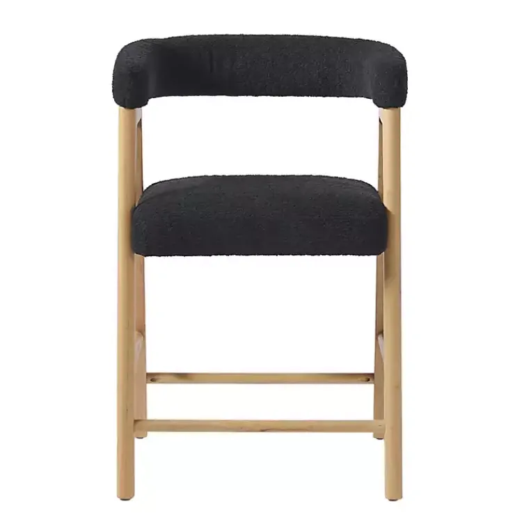 Kirklands Home Bar Stools & Counter Height Stools|Boucle Curved Back Ezra Counter Stool Black