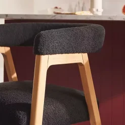 Kirklands Home Bar Stools & Counter Height Stools|Boucle Curved Back Ezra Counter Stool Black