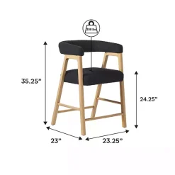 Kirklands Home Bar Stools & Counter Height Stools|Boucle Curved Back Ezra Counter Stool Black