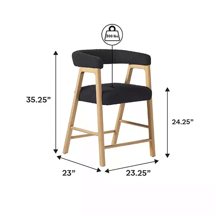 Kirklands Home Bar Stools & Counter Height Stools|Boucle Curved Back Ezra Counter Stool Black