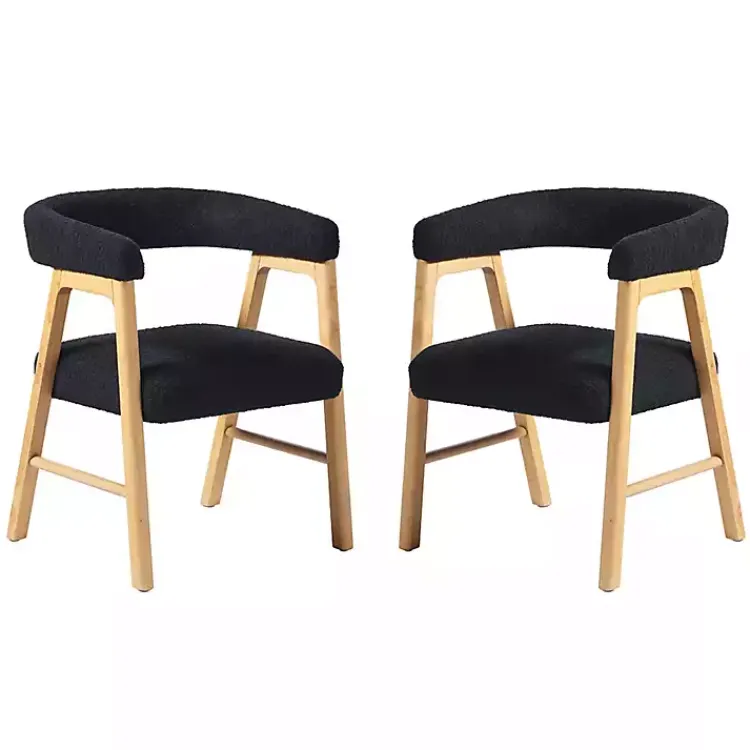 Kirklands Home Dining Chairs|Boucle Curved Ezra Dining Chairs, Set of 2 Black