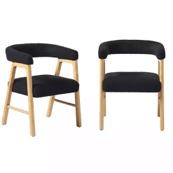 Kirklands Home Dining Chairs|Boucle Curved Ezra Dining Chairs, Set of 2 Black