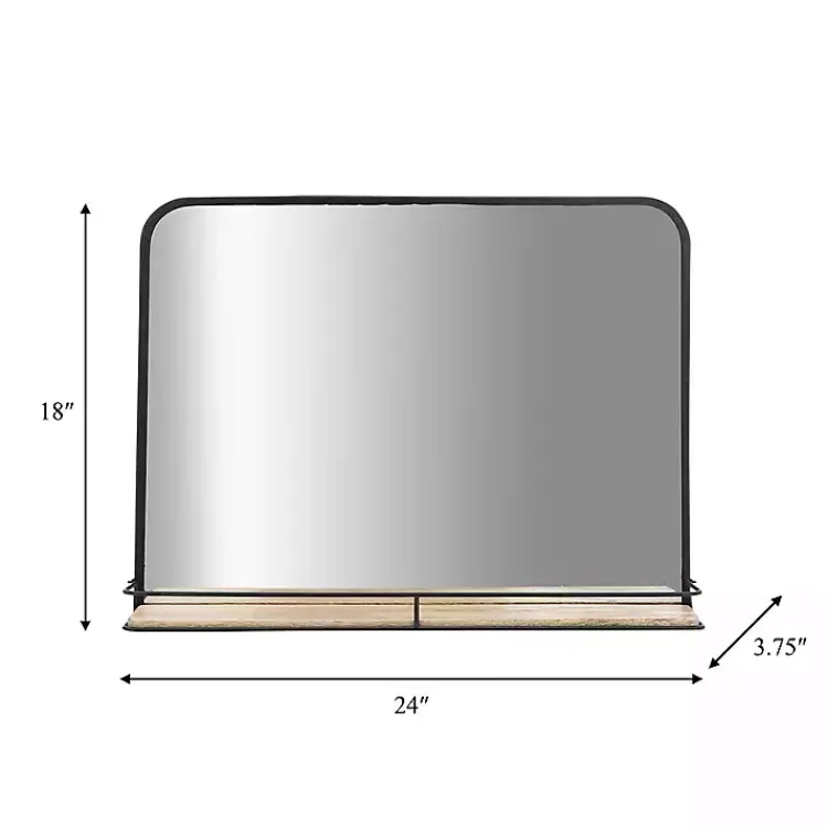 Kirklands Home Decorative Mirrors|Black Brown Metal Shelf Horizontal Wall Mirror