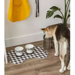 Kirklands Home Kitchen & Floor Mats|Black Buffalo Check Bone Pet Bowl Mat