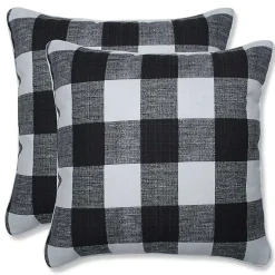 Kirklands Home Outdoor Cushions & Pillows|Buffalo Check Outdoor Pillows, Set of 2 Black