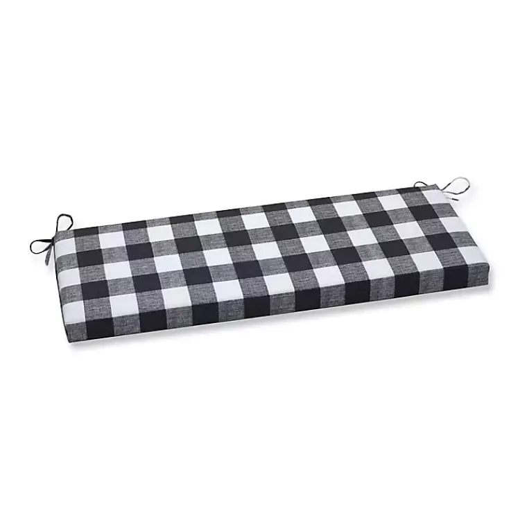 Kirklands Home Outdoor Cushions & Pillows|Buffalo Check Outdoor Bench Cushion Black